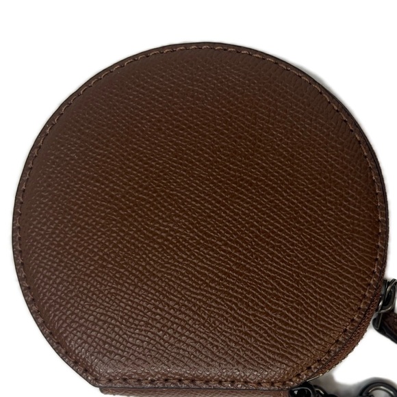 COACH ROUND COIN CASE RAINBOW RIVETS 
DARK SADDLE PRIDE ANTIQUE NICKEL F31574 - Picture 3 of 11